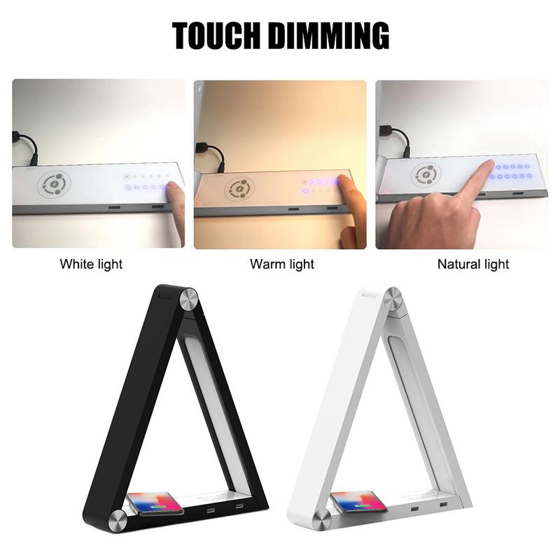 Wireless LED Triangle Desk Lamp Rechargeable Smart Light Home Art