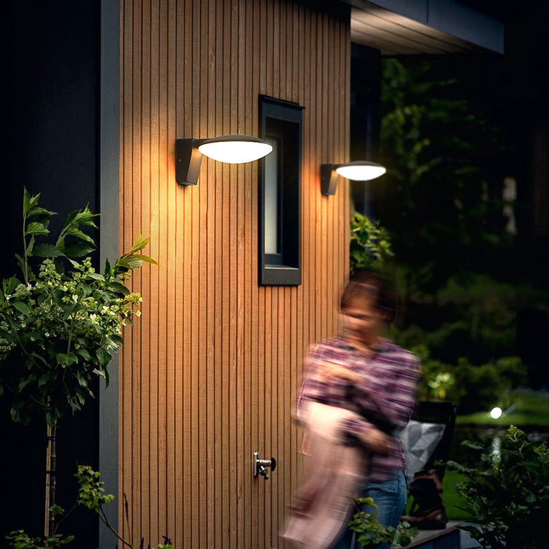 Contemporary Exterior Solar Panel Wall Lamp Weatherproof