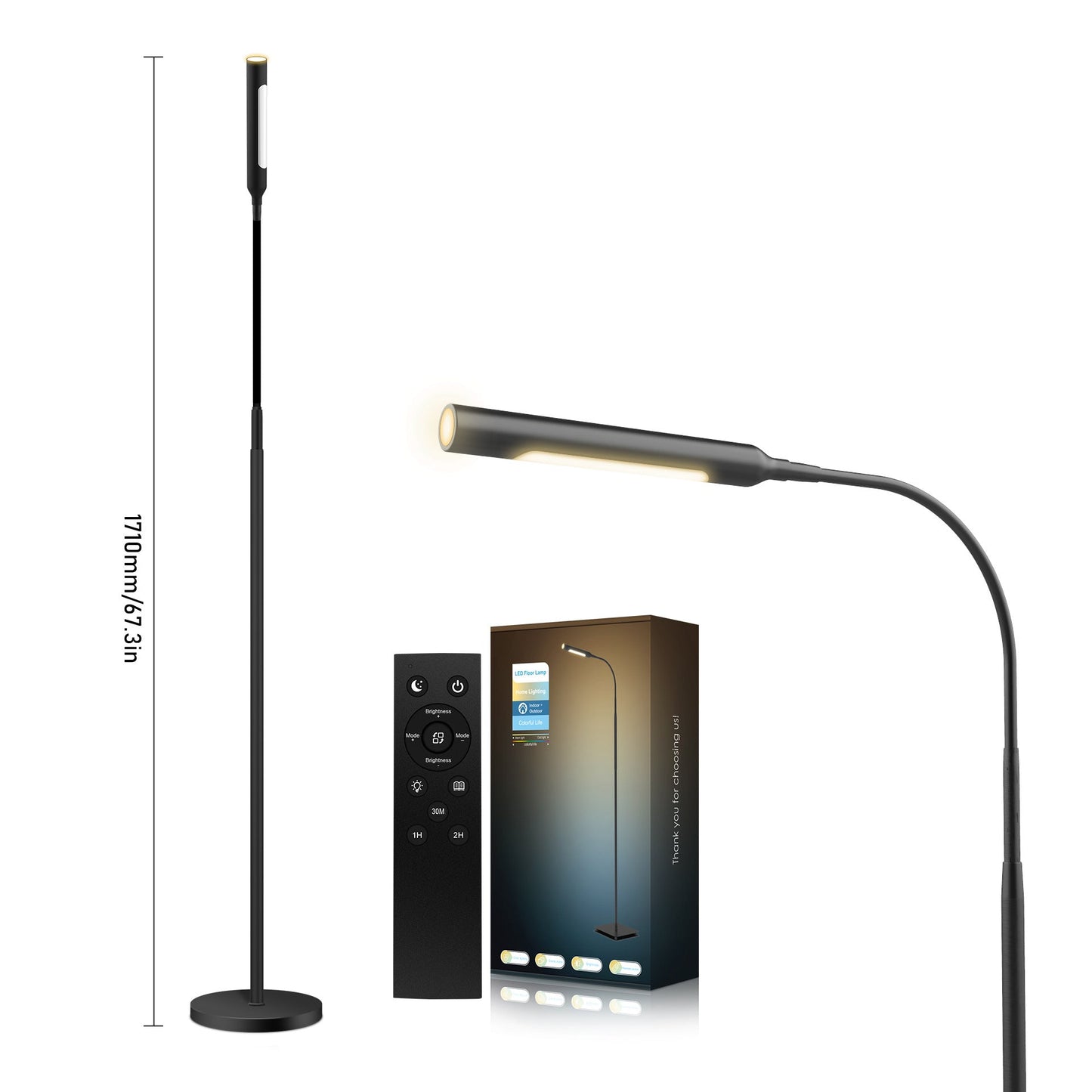 Adjustable Floor Light for Sofa with Warm Glow and Height Control